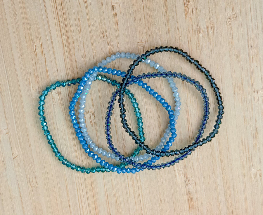DENIM SHADES CRYSTAL ELASTIC 5PC SET BRACELETS