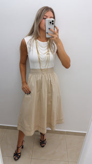 WHITE/BEIGE DRESS