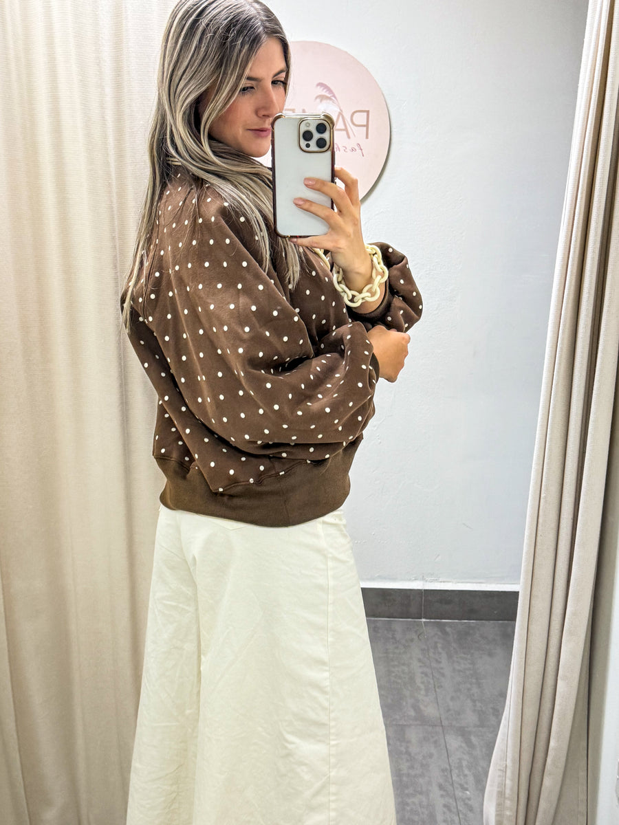 CHOCOLATE POLKA DOT SWEATER