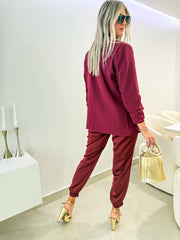 WINE SATIN JOGGERS
