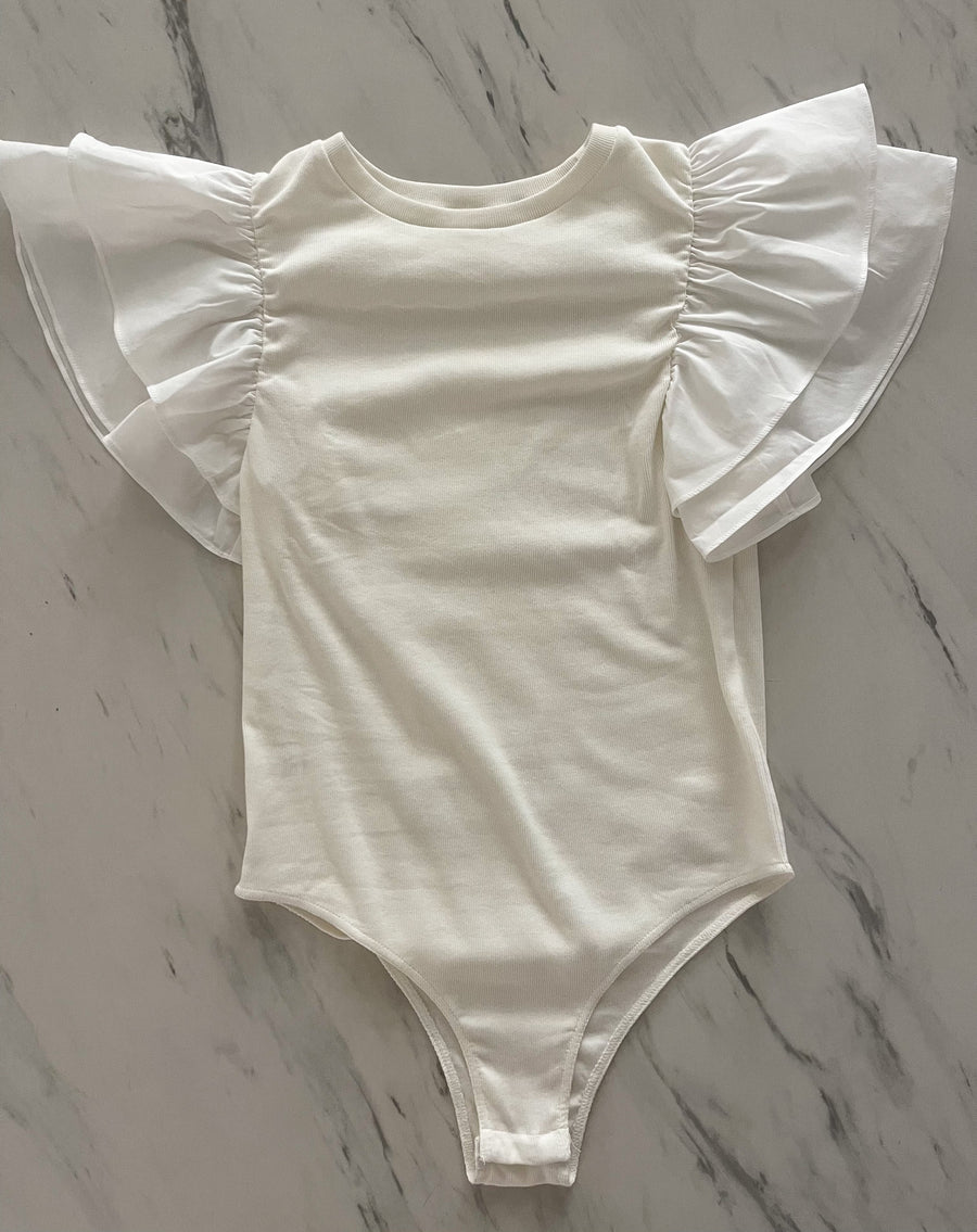 WHITE RUFFLE BODYSUIT