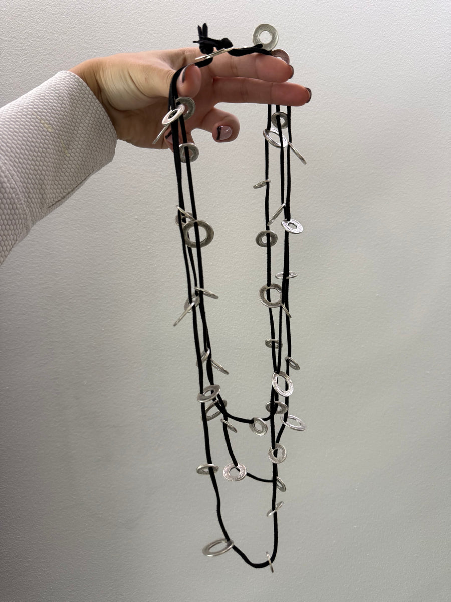 BLACK SILVER LAYERED NECKLACE