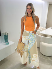 FLOWER PATCH WIDE LEG PANTS