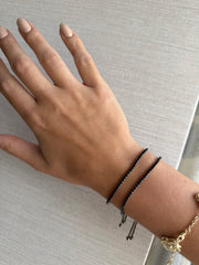BLACK/BLACK RHINESTONES ADJUSTABLE BRACELET