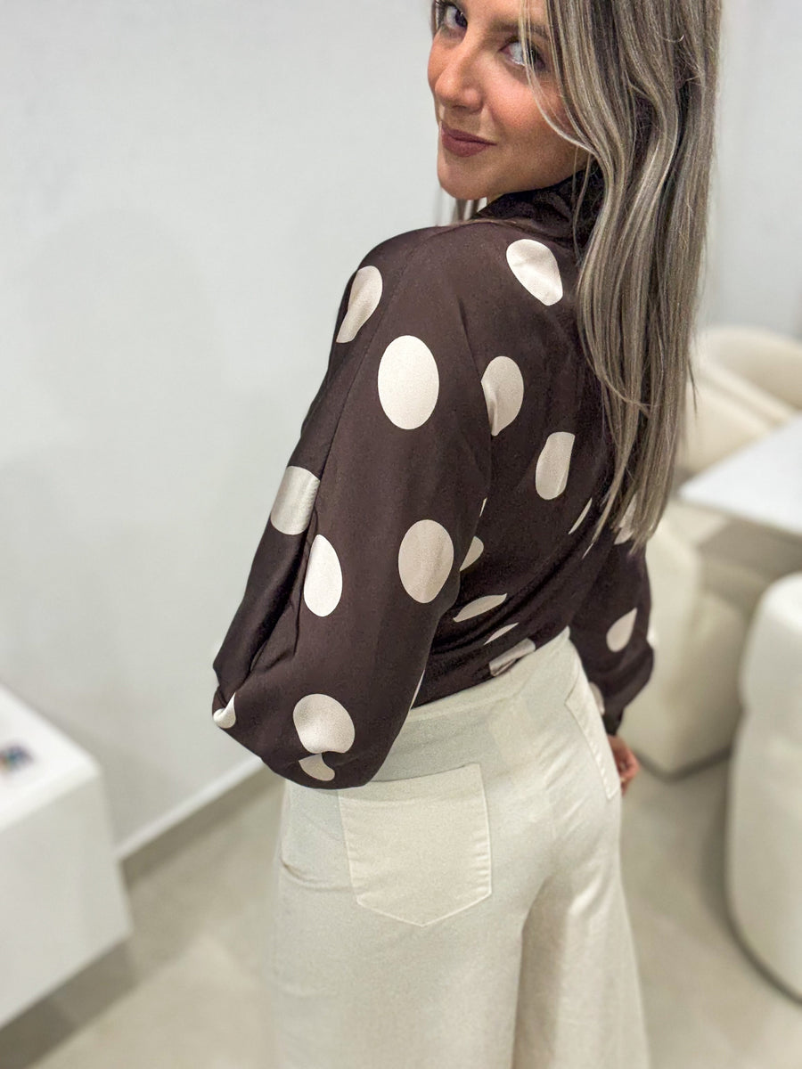 POLKA DOT SATIN KNOT TOPS