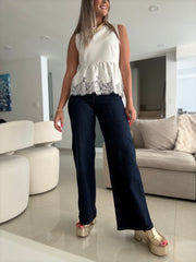 WHITE LACE DETAILED BLOUSE