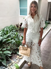 OFF WHITE FLORAL LACE PANT