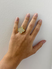 CLOVER RHINESTONE RING