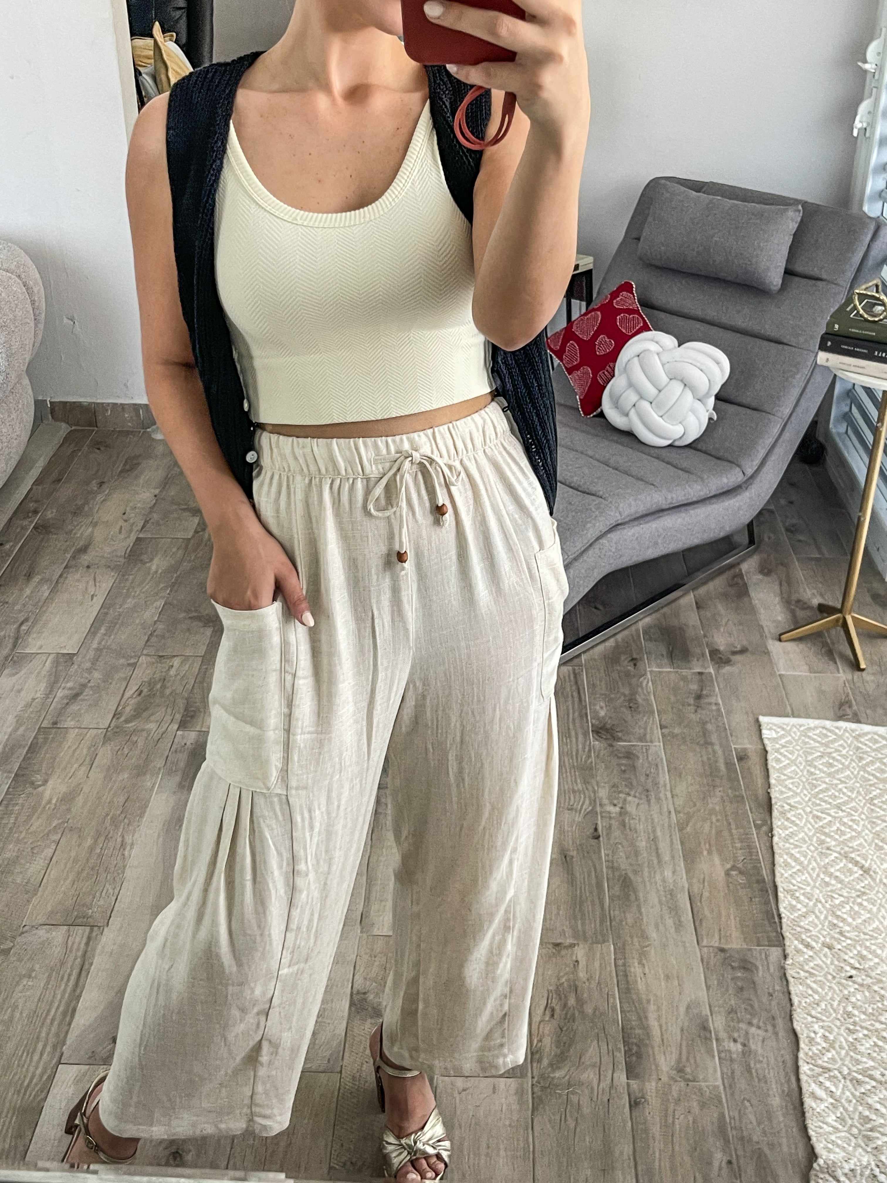 OATMEAL LINEN PANTS