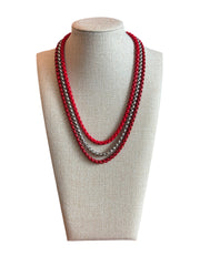 RED & SILVER 3-LAYER NECKLACE COLLAB