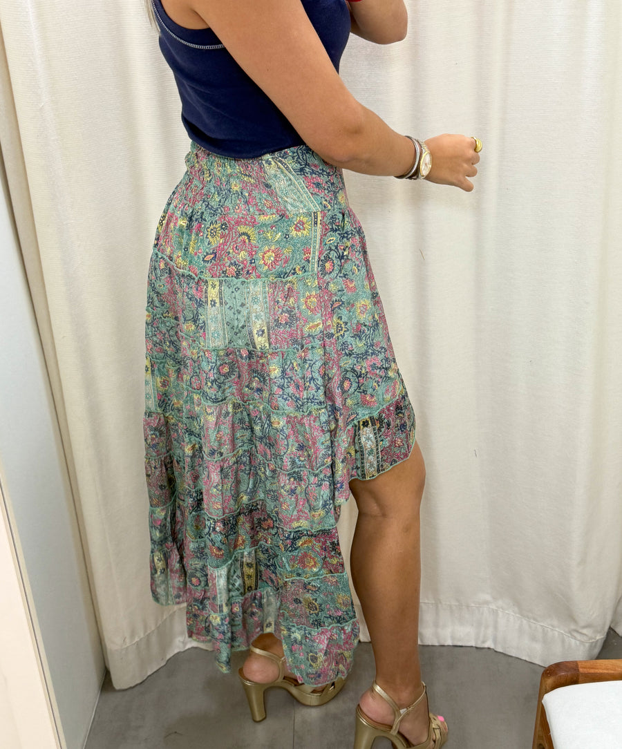 PRINTED HIGH LOW SKIRT