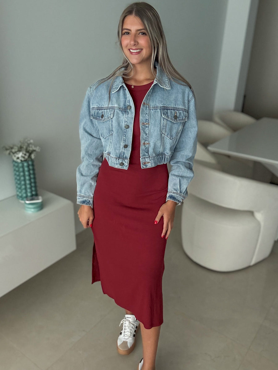 LIGHT DENIM CROP DENIM JACKET