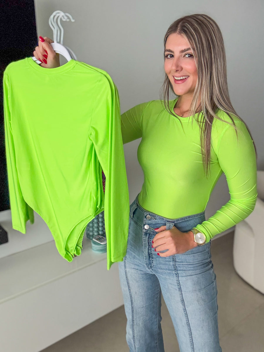 NEON LYCRA LONG SLEEVE BODYSUIT