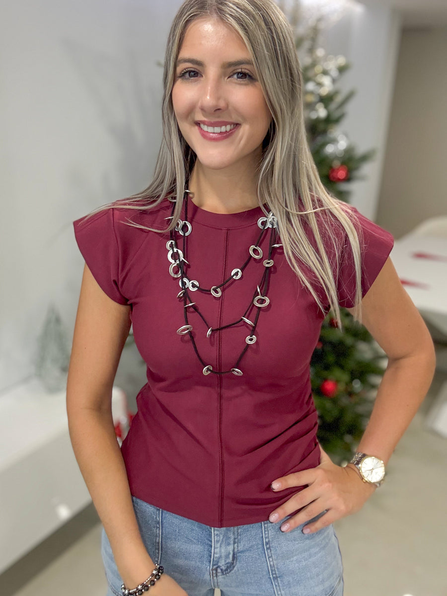 SOLID SIDE RUCHED DETAILED BLOUSE