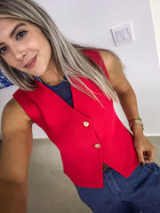 RED GOLD BUTTONS VEST