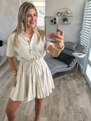 LINEN SHORT SLEEVES DRESS