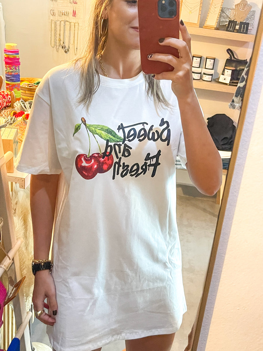 WHITE SWEET & FRESH T-SHIRT DRESS