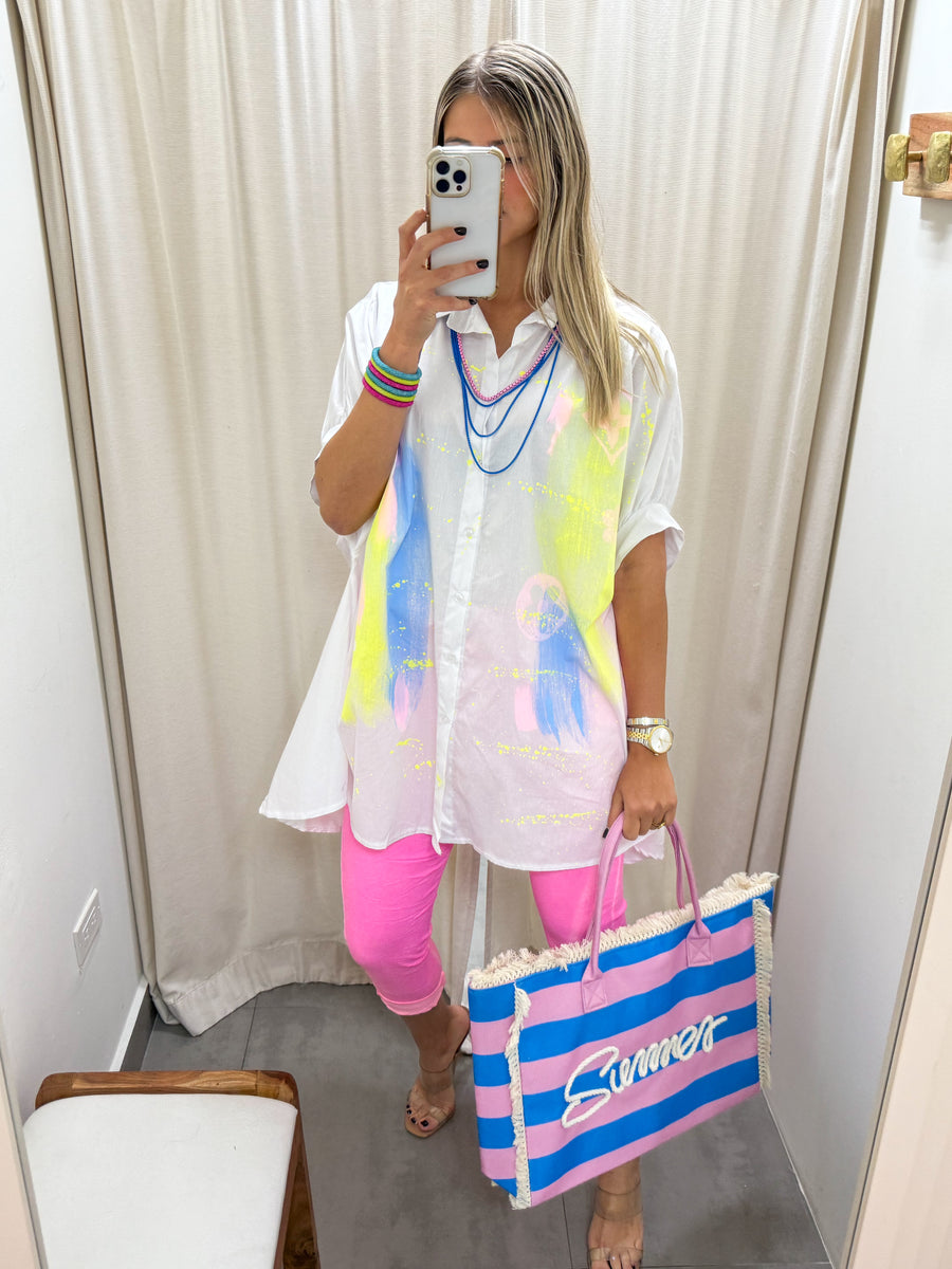 NEON PINK CRINKLE JOGGERS