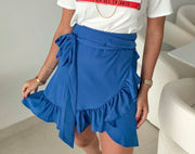 ROYAL BLUE SHORT WRAP AROUND SKIRT