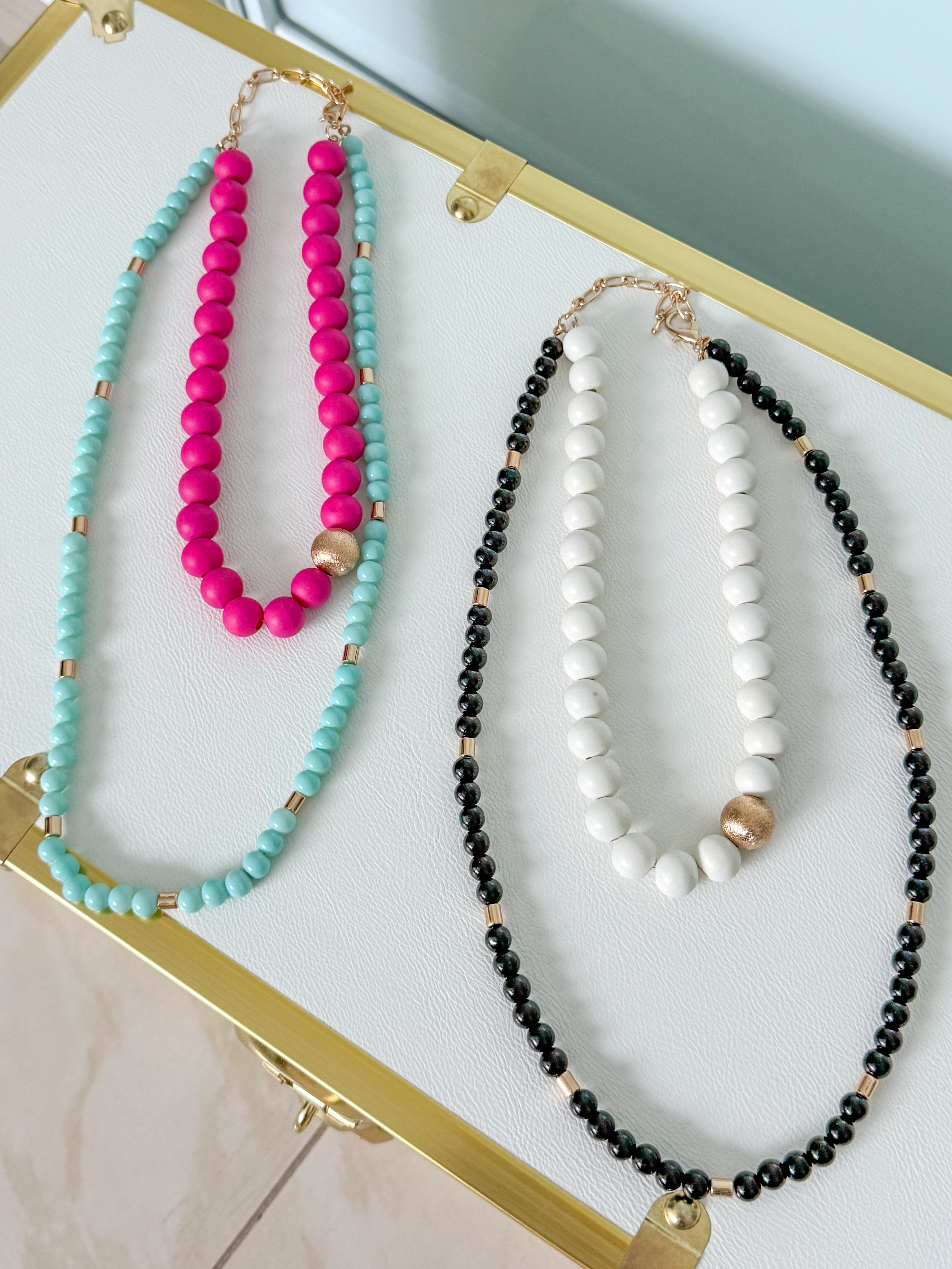TWO TONE BEADED LAYERED NECKLACE