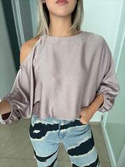 ONE SHOULDER SATIN TOPS