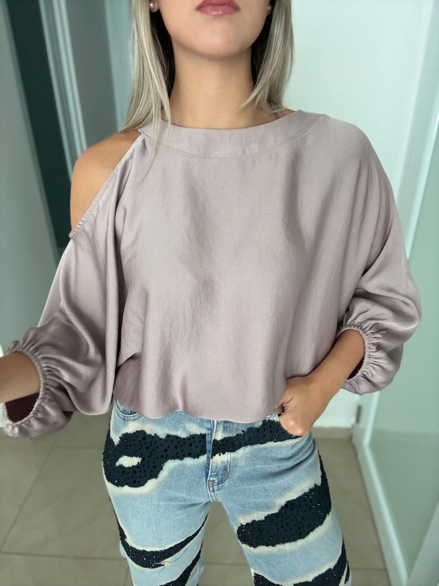 ONE SHOULDER SATIN TOPS