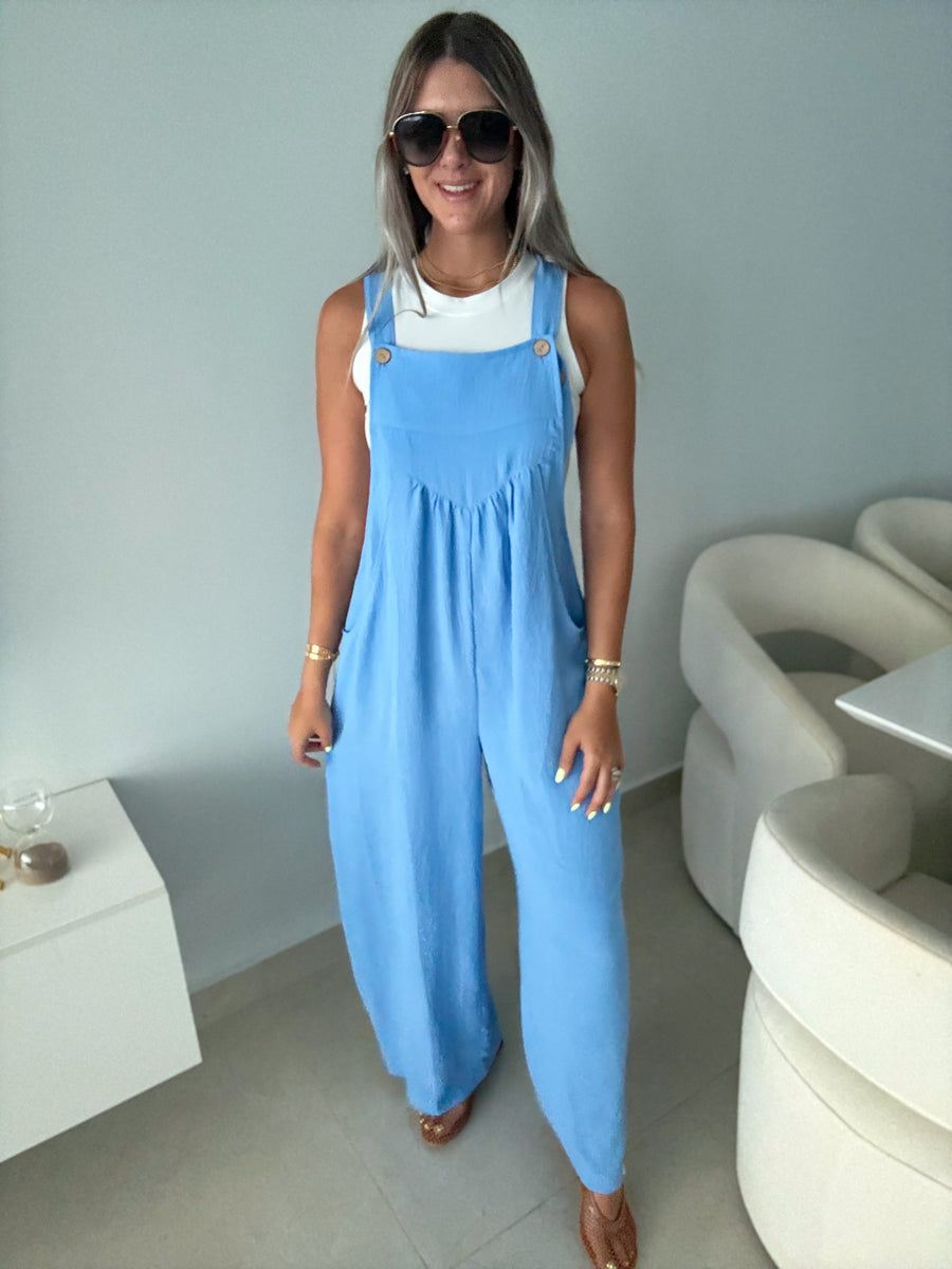 LIGHT BLUE OVERALL JUMPSUIT