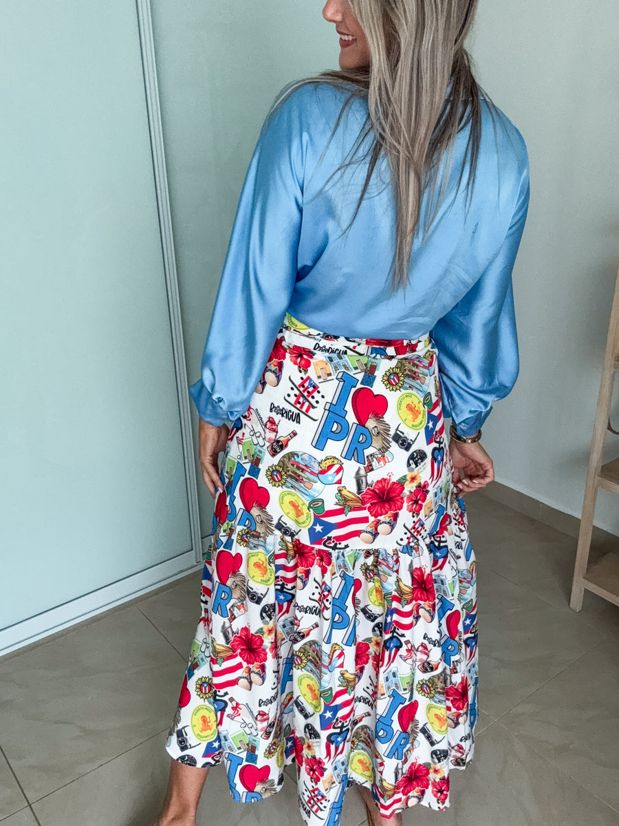 PUERTO RICO PRINT WRAP AROUND SKIRT
