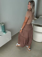 MOCHA CONTRAST MAXI SKIRT