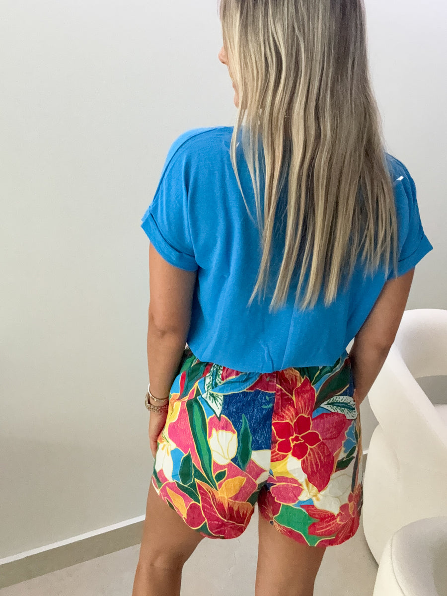 AQUA BLUE V-NECK SOLID BODYSUIT
