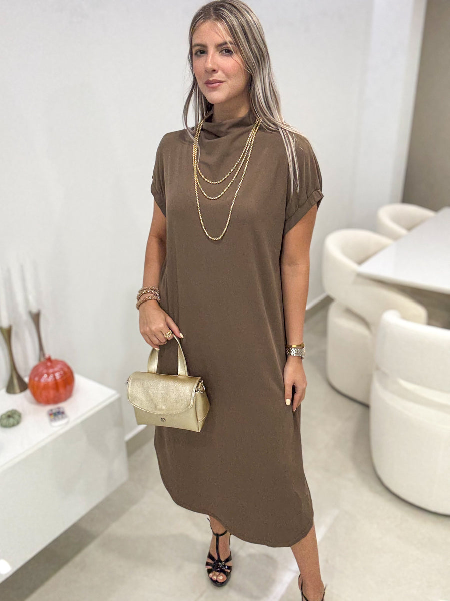 MOCHA OVERSIZED STRETCHY DRESS