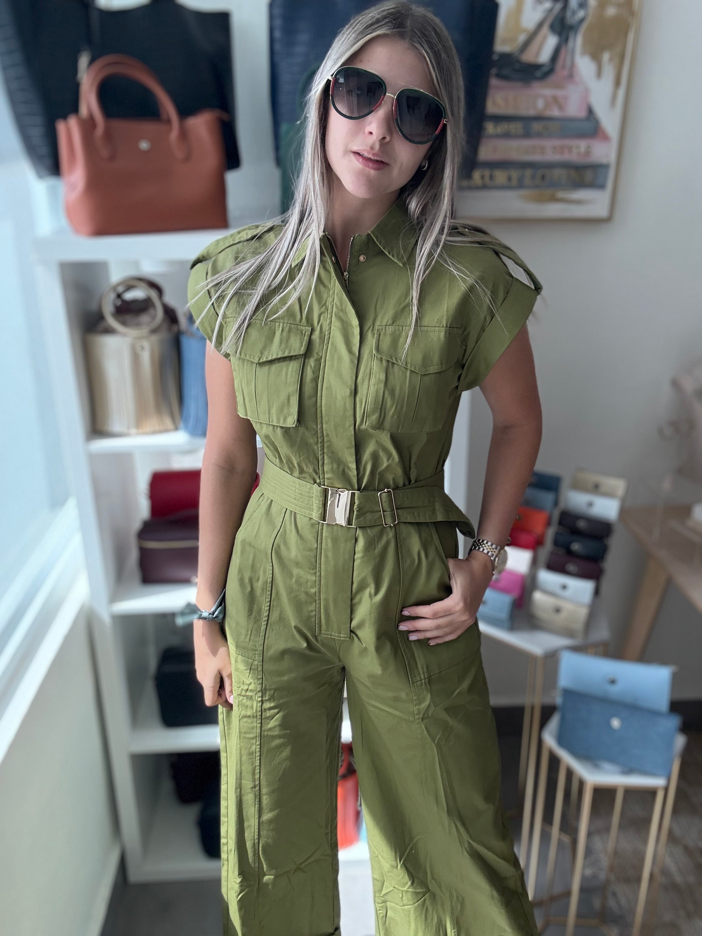GREEN UTILITY JUMPSUIT