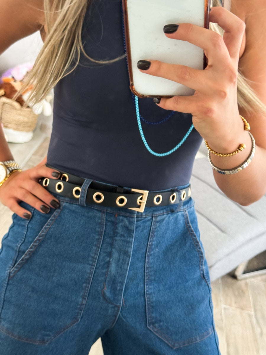 BLACK EYELET BELT