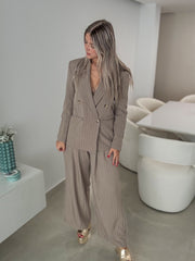MOCHA STRIPED BLAZER