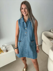 DENIM HORSELINK DETAILED DRESS