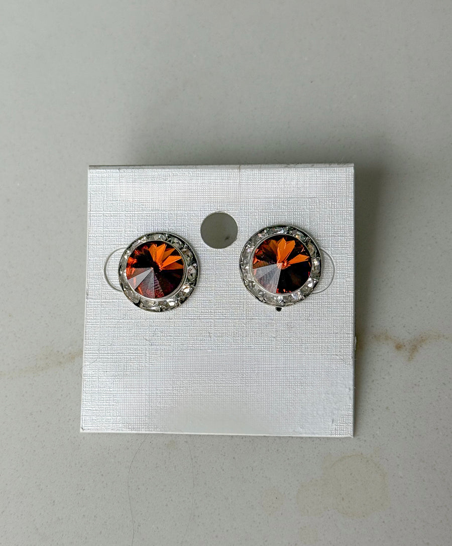 COPPER CRYSTAL EAR STUD EARRINGS