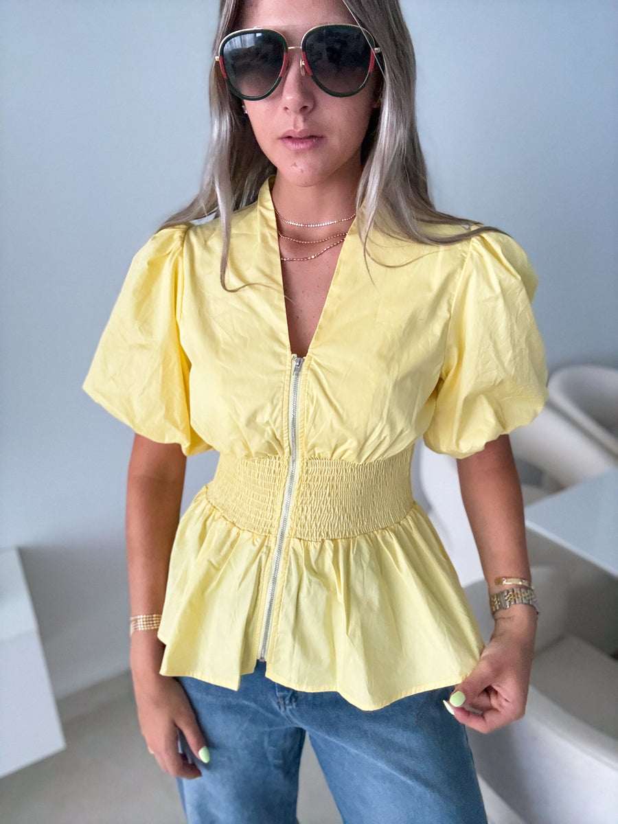 YELLOW ZIPPER BLOUSE