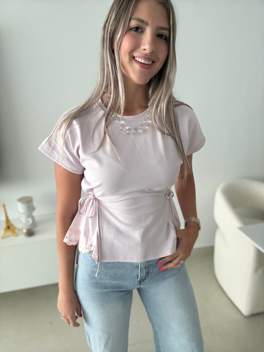 PINK CINCHED BLOUSE