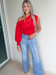 ONE SHOULDER LONG SLEEVE TOP