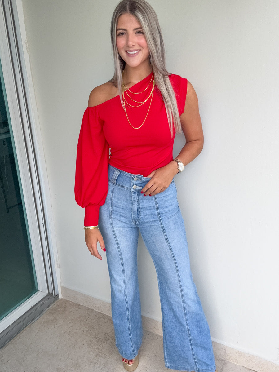 ONE SHOULDER LONG SLEEVE TOP