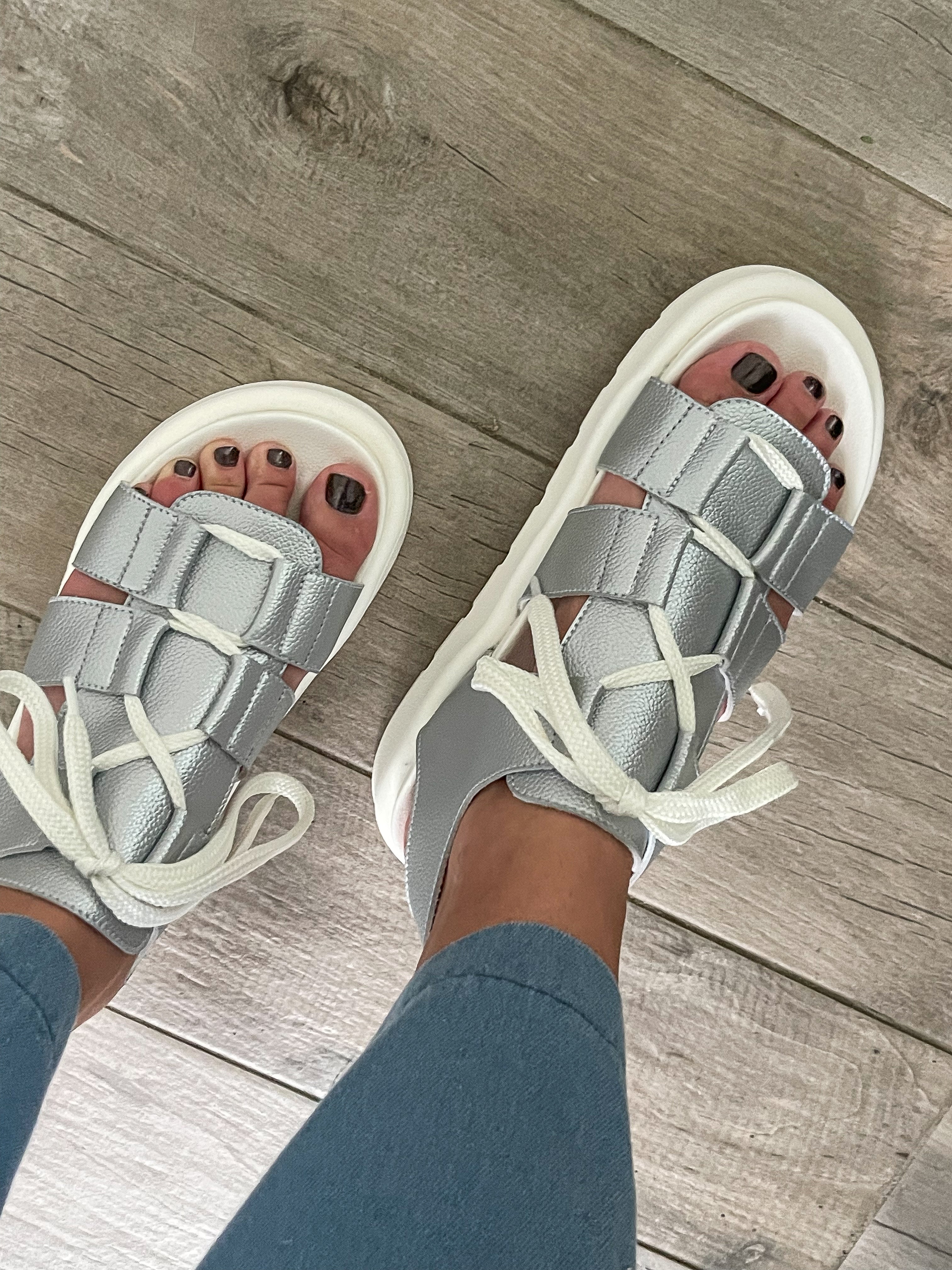 SILVER MATTE SANDALS