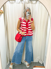 RED STICTH DENIM FLARE JEANS