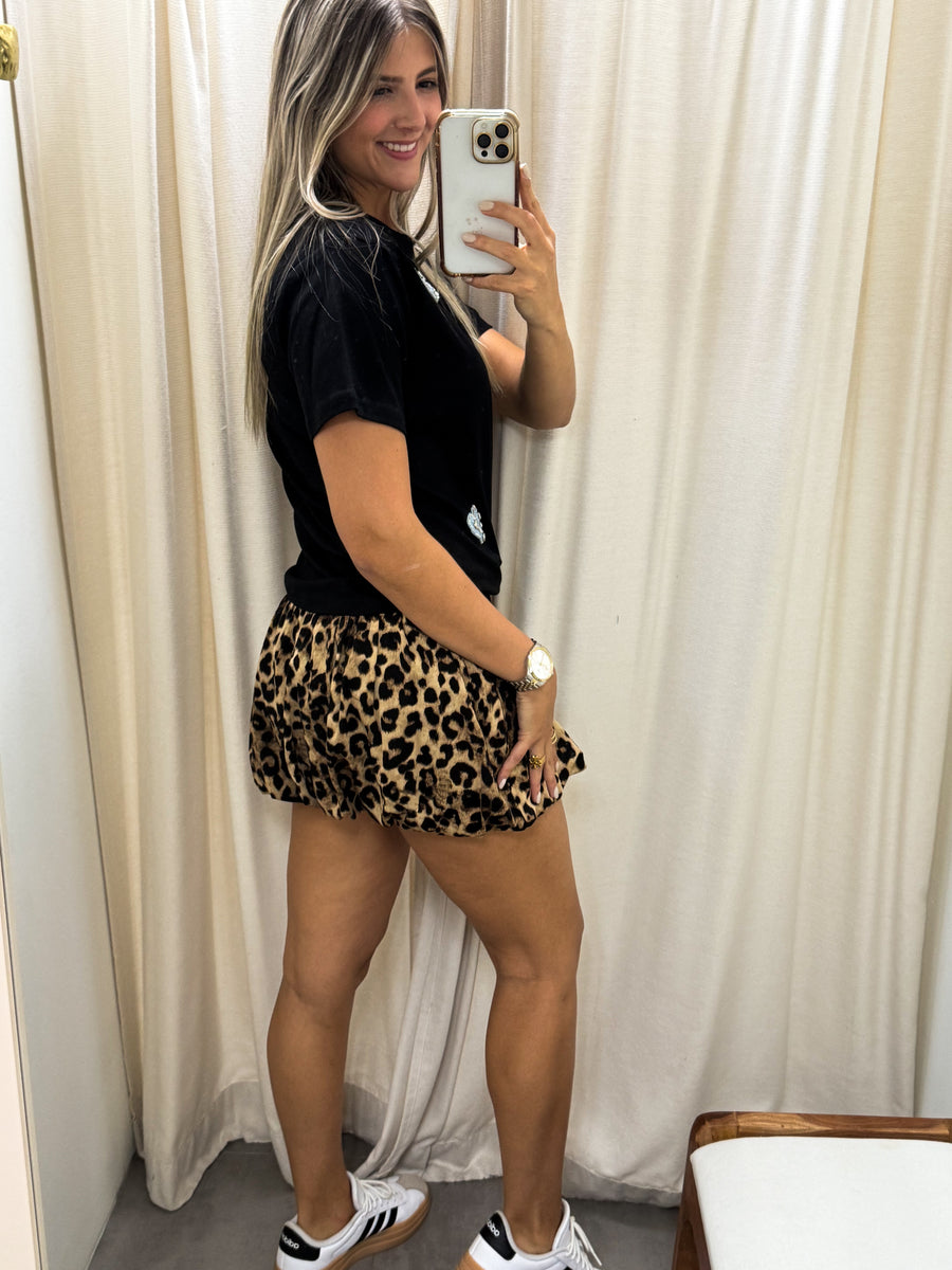 LEOPARD SATIN SKORT