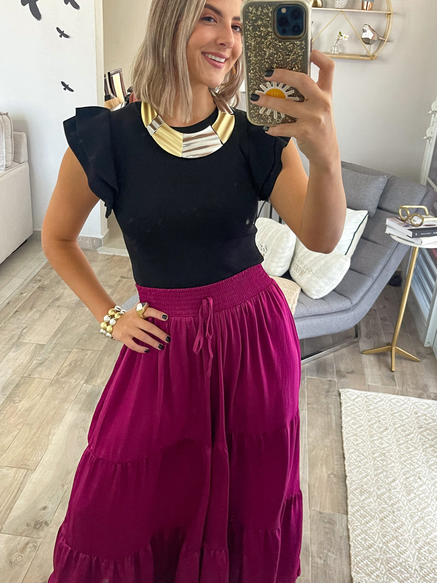 MAGENTA SATIN PALAZZOS