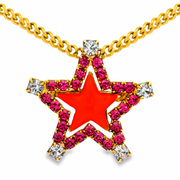 FUCHSIA/ORANGE SWEET STAR NECKLACE