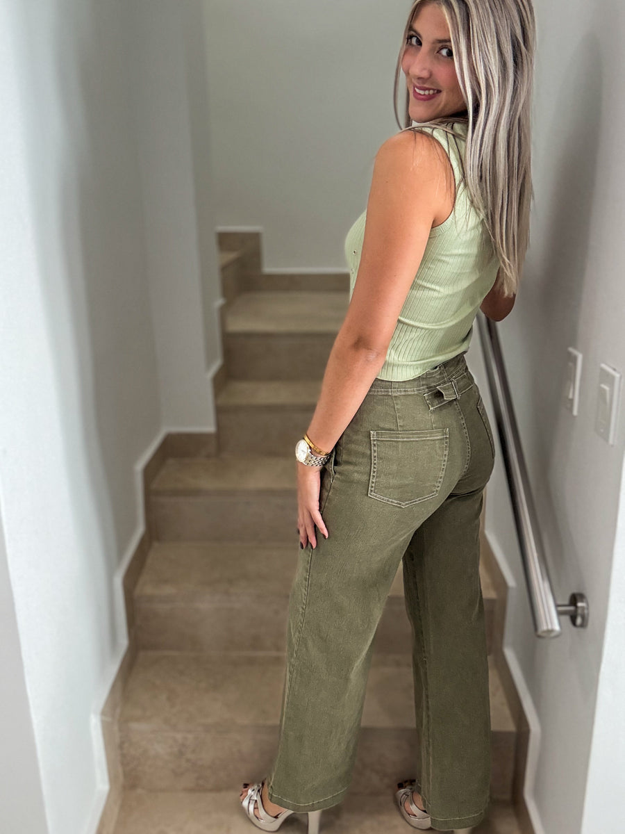 OLIVE STRETCHY PANTS