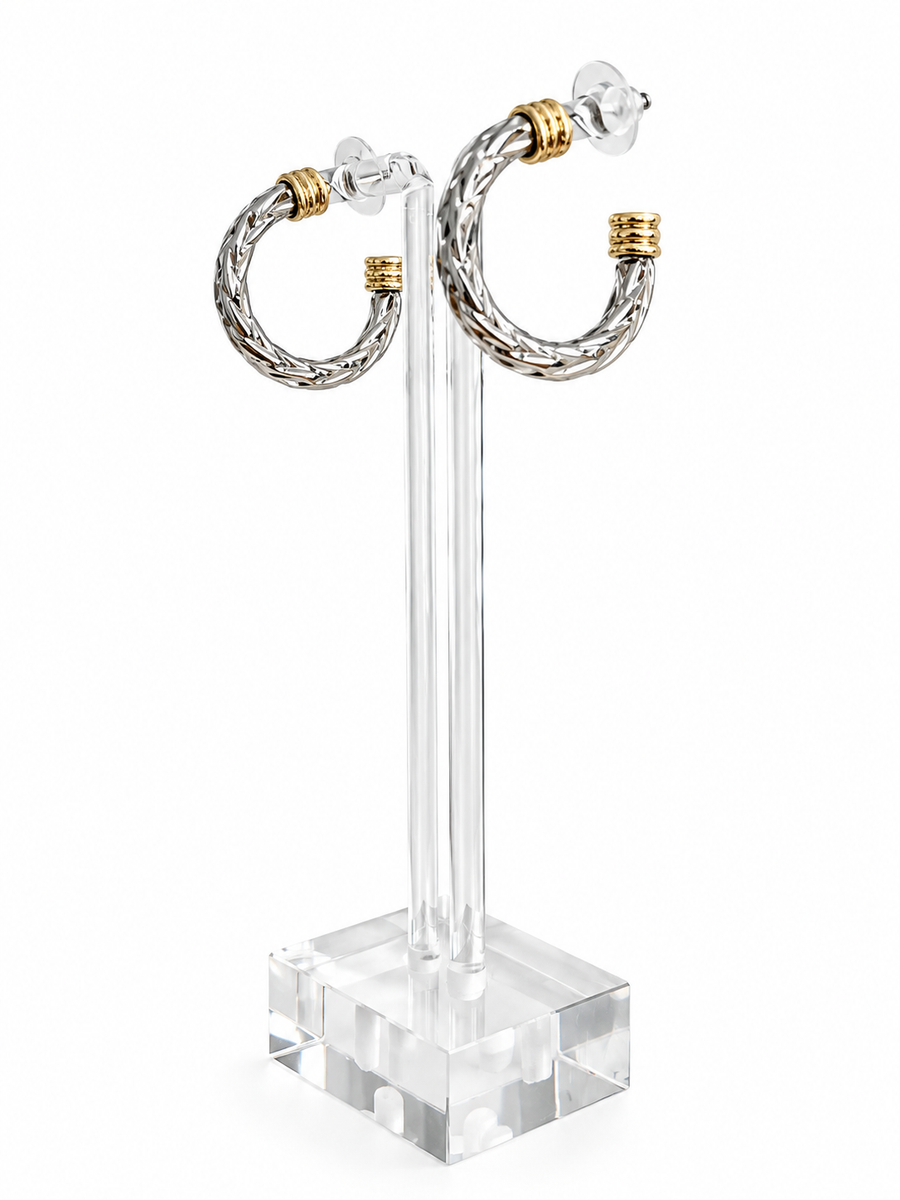 TWO TONE OPEN HOOP EARRINGS