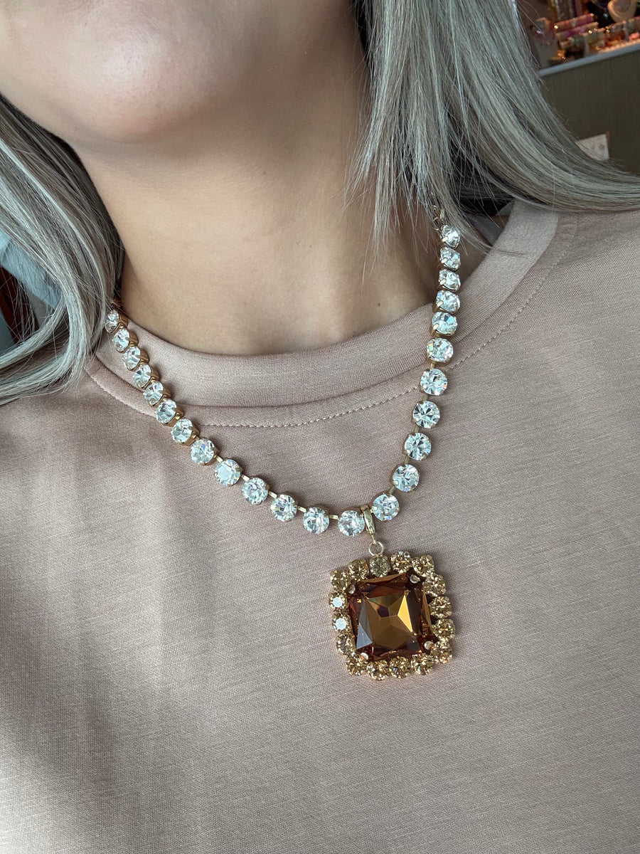 SQUARE SWAROVSKI PENDANT
