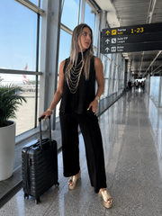 BLACK MODAL TOP & PANT SET