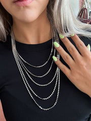 SILVER PAMPAS LAYERED NECKLACE